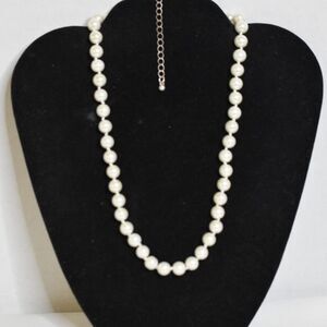 Formal Party Prom Faux Pearl 17" Silver Tone Accent Chain Glam Necklace